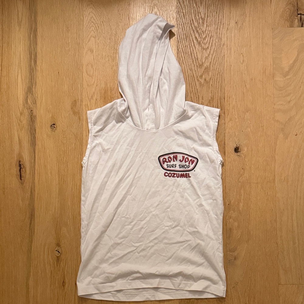 White Ron Jon Surf Shop Sleeveless Hoodie